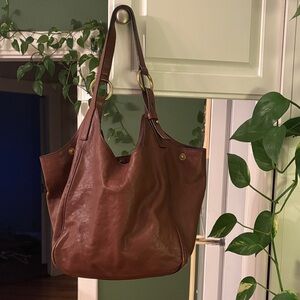 Frye Madison Cognac Leather Shoulder Hobo Bag
